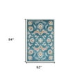 thumbnail image 3 of 5' X 8' Turkish Blue Yellow Pink And Light Gray Floral Stain Resistant Indoor Outdoor Area Rug, 3 of 10