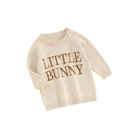 

Mioliknya Baby Easter Sweater Long Sleeve Embroidery Letters Knit Pullover