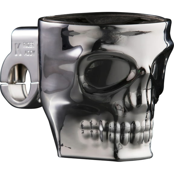 Kruzer Kaddy Skull Chrome Bar Mounted Cup Holder (#1075)