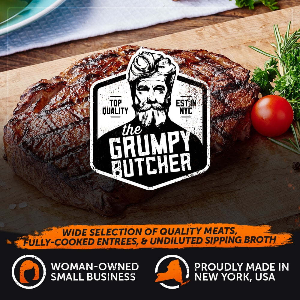 Grumpy Butcher Prime Steakhouse Beef Steak Meat, Large Thick Ribeye Steaks, 4 ct Pack, 14 oz Vacuum Bag