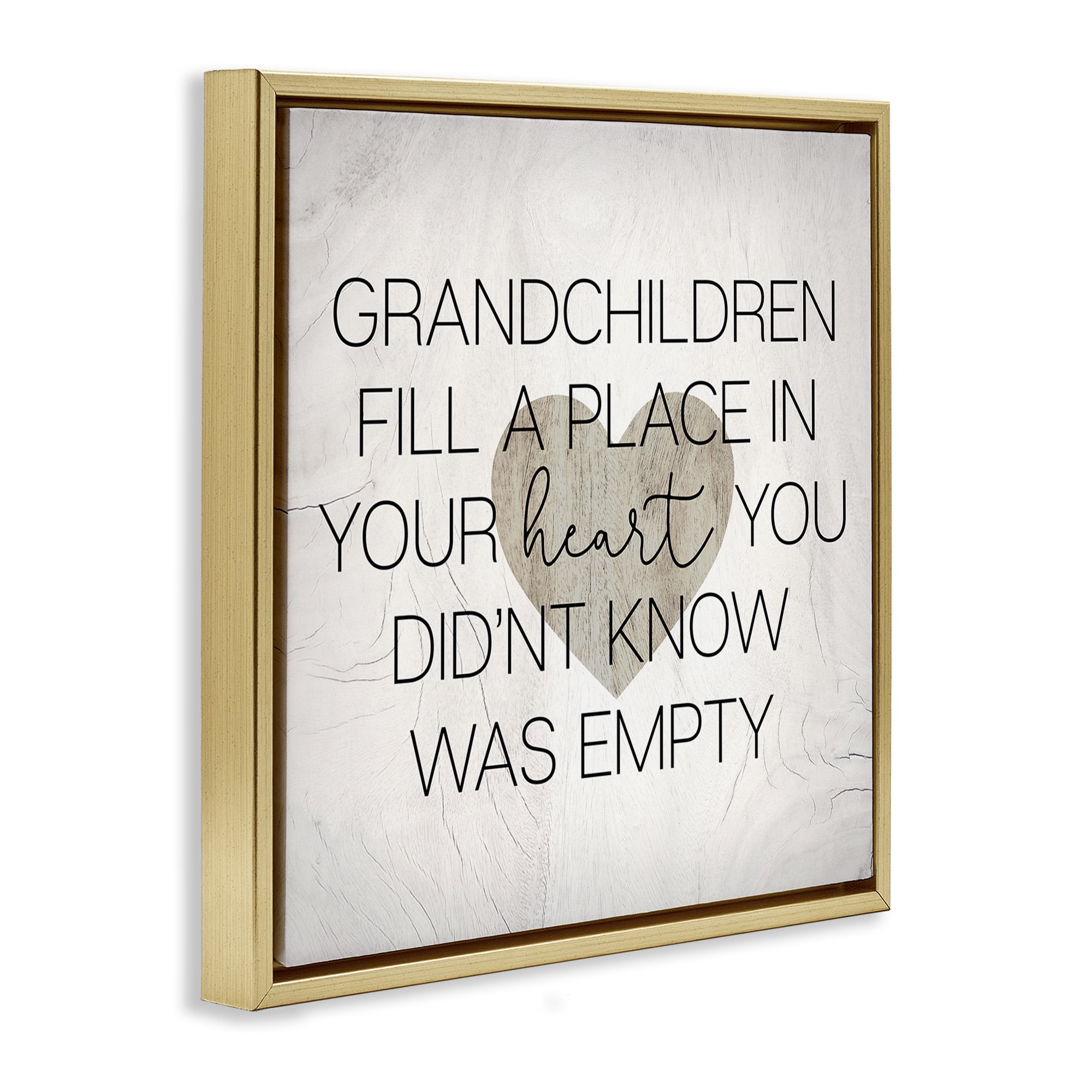 Stupell Industries Heartwarming Grandchildren Phrase Inspirational Painting Gold Floater Framed Canvas Art Print Wall Art, 25 x 25