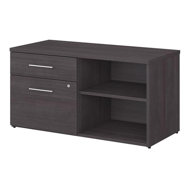 Pemberly Row Low Storage Cabinet with Drawers in Storm Gray - Engineered Wood