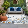 thumbnail image 3 of 3' x 5' Outdoor Rug, White Daisy Blossom Outdoor Washable Rug Large Floor Carpet, Spring Graden Floral Butterflies Non Shedding Area Rug for Outside Patio RV Porch Deck Balcony Camping Living Room, 3 of 9