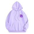 thumbnail image 4 of Kaprioy Women Cute Flower Print Hoodie Comfy Preppy Hooded Sweatshirt for Teen Girls Long Sleeve Drawstring Oversized Pullover Tops Purple, XL, 4 of 7