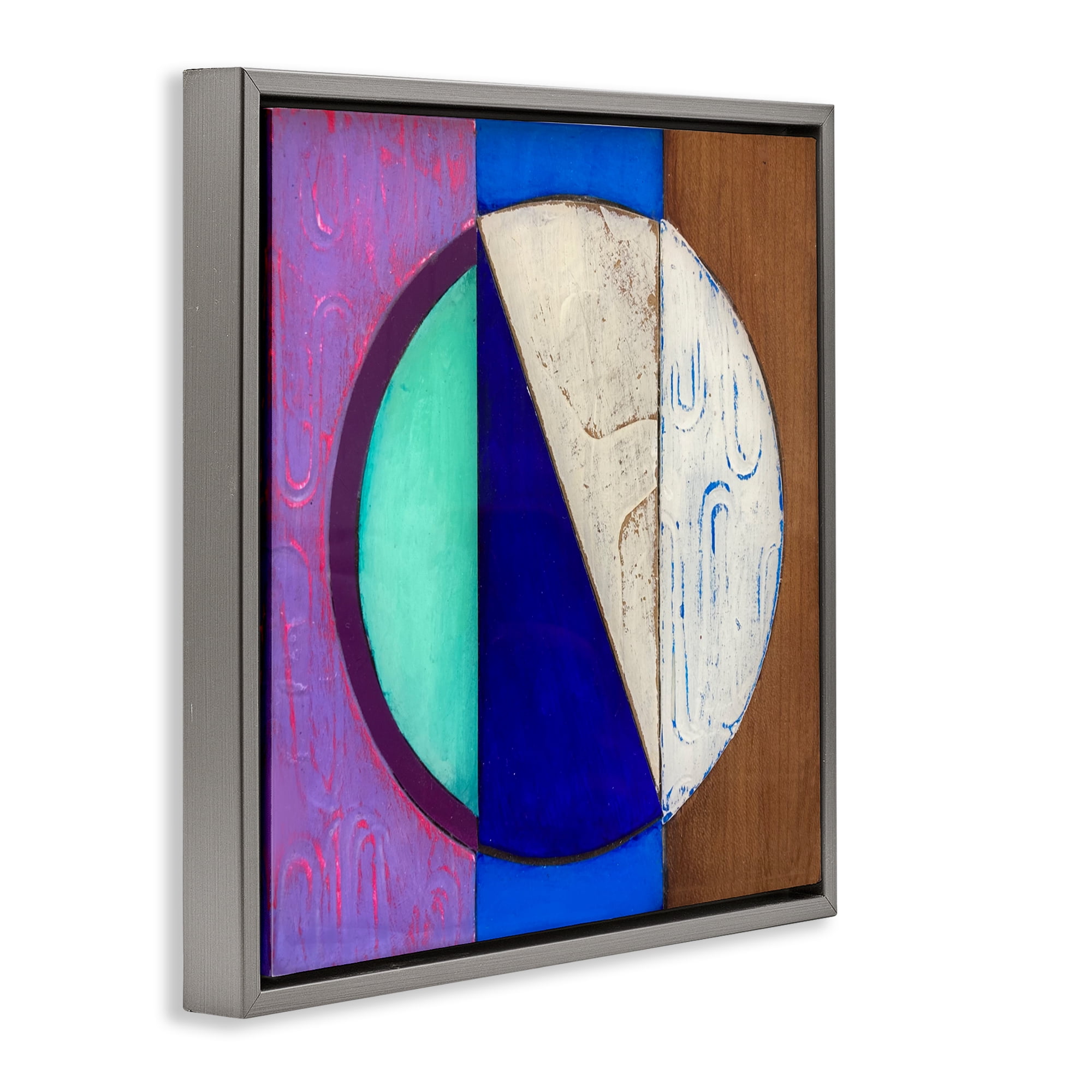 Stupell Industries Structured Blue & Purple Circle Gray Framed Floater Canvas Wall Art, design by Matthew Finger