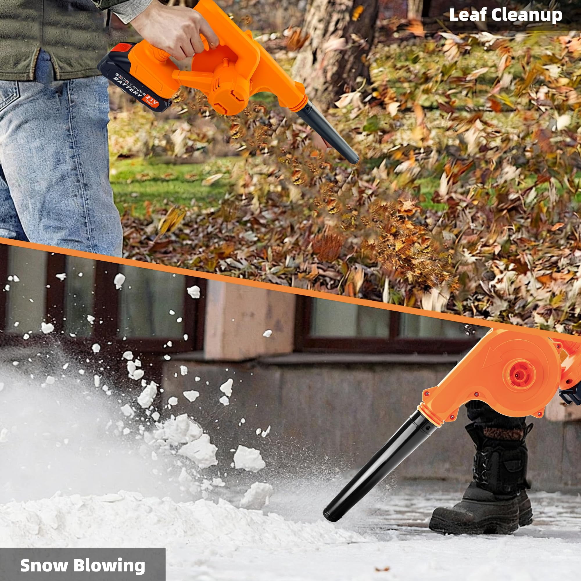 YUIECHER 2-in-1 Cordless Leaf Blower & Vacuum, 300W, 12000RPM, Dual Batteries, Lightweight