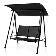 Costway 2-Seat Patio Swing Porch Swing with Adjustable Canopy for Garden Black