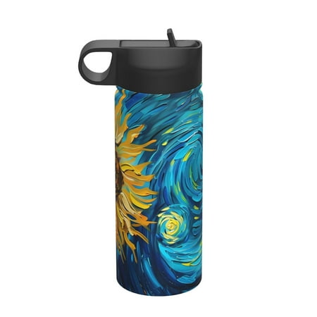 

Uemuo Starry Sunflower Dreamscape Print 18oz Sports Insulated Kettle Water Bottle Outdoor Sports Bottle Insulated Hydration Bottle with Handle & Flip Straw