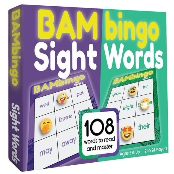 Juego de bingo de palabras a la vista The Bambino Tree Nivel 3 y 4: aprenda a leer vocabulario para niños de 1.º, 2.º y 3.er grado - Juego de lectura de palabras del sitio Dolch'S Fry'S
