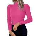 thumbnail image 2 of DIOAZUD Women's Ribbed Knit Turtleneck Sweaters Long Sleeve Slim Fit Pullover Tops Fall Winter Lightweight Sweaters for Women Hot Pink S-XL, 2 of 8