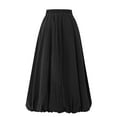 thumbnail image 7 of Midi Skirts for Women Casual Elastic High Waist Skirts Solid Color Ruffle Skirts with Pockets, 7 of 7