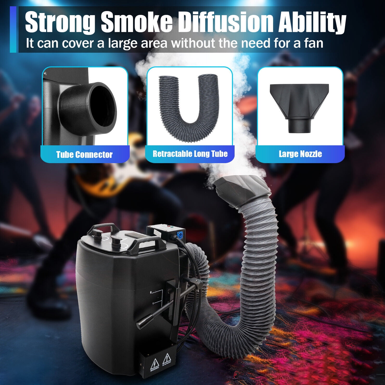 110V 60Hz 6000W Black Dry Ice Machine Dry Ice Machine 18.89*19.09*18.5inch for Large Stage Performances, Parties, Celebrations, Bars