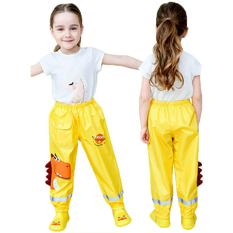 Rain Pants Kids Overall Waterproof for Girls Boy Toddler Mud Dirty Proof  Rain Trousers Reflective Outdoor Garden