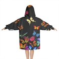 thumbnail image 2 of Black Blue Orange Butterfly Pattern Blanket Hoodies for Kids 6-13YR Oversize Wearable Blanket Hoodies for Boys Girls Teens, 2 of 7
