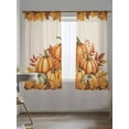 thumbnail image 5 of Thanksgiving Fall Sheer Curtains 63 inches Long, Pumpkin Watercolor Maple Leaves Linen Light Filtering Sheer Window Curtains Rod Pocket Voile Drapes for Bedroom Living Room, 52"W x 63"L 2 Panels, 5 of 7