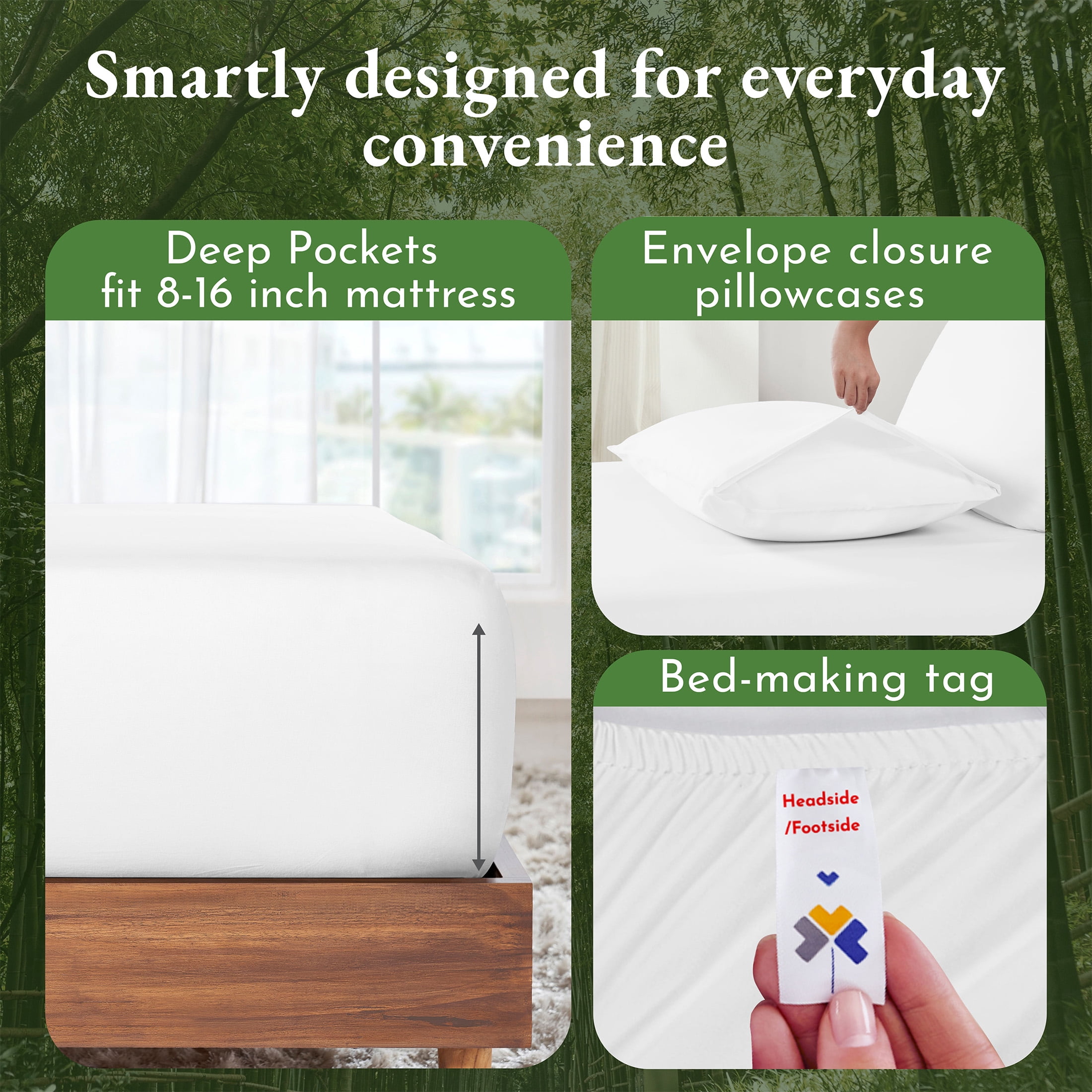 California Design Den California King Sheets - Soft Rayon Bamboo Sheets, Silk Sheets 4 Piece Breathable Sheet Set with Deep Pockets, Bright White