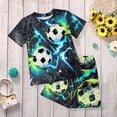 thumbnail image 2 of larppty Soccer for Boys Girls Youth Kids Football Training Uniform Sport Team Shirt and Shorts 2 Piece 2-12Years（Navy， 4-5 Years）, 2 of 6