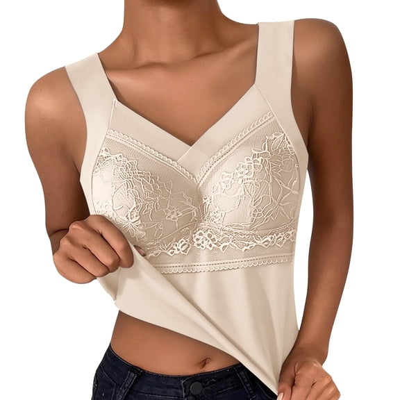 Soyumi Women's Sleeveless Tank Tops, Square Neck Slim Fit Camisole Warm Base Layer Underwear Vest Cotton Camisole Sleeveless Undershirt, Beige