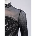 thumbnail image 4 of Doomiva Kids Girls Shiny Rhinestone Figure Ice Skating Dress Long Sleeve Ballet Lyrical Dance Dress for Performance Black Hot Pink 8, 4 of 7