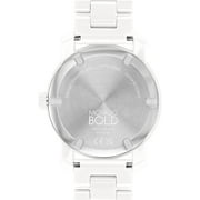 Movado Bold Womens White Ceramic Silver Dial Swiss Quartz Watch 3600802