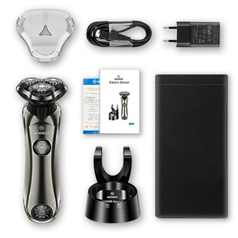 MOOSOO Electric Shaver with Clean Station, Wet Dry Waterproof Electric  Razors for Men, Shaver with Pop-up Trimmer