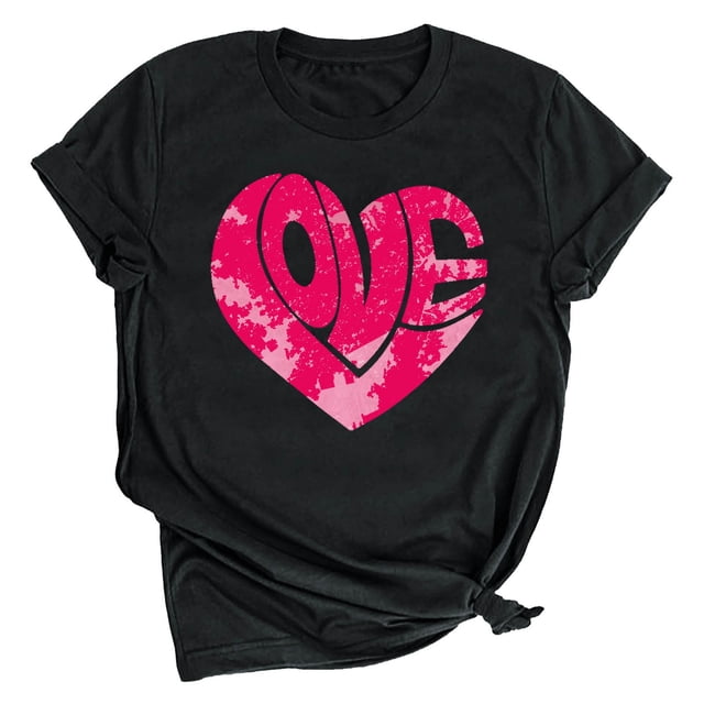 LSLJS T-shirt Imprimé Amoureux pour Femmes, Col Rond, Manches Courtes, Cadeaux pour Femmes