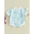 thumbnail image 3 of FEORJGP Infant Baby Girls Boys Easter Clothes Kids 0-18M Newborn Short Sleeve Bodysuits Crew Neck Rompers Flower Rabbit Print Casual Jumpsuit Loose Casual Clothes for Summer, 3 of 9