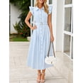 thumbnail image 2 of Vestido midi ZESICA 2025 casual de verano con cuello en V y manga ondulada, 2 of 7