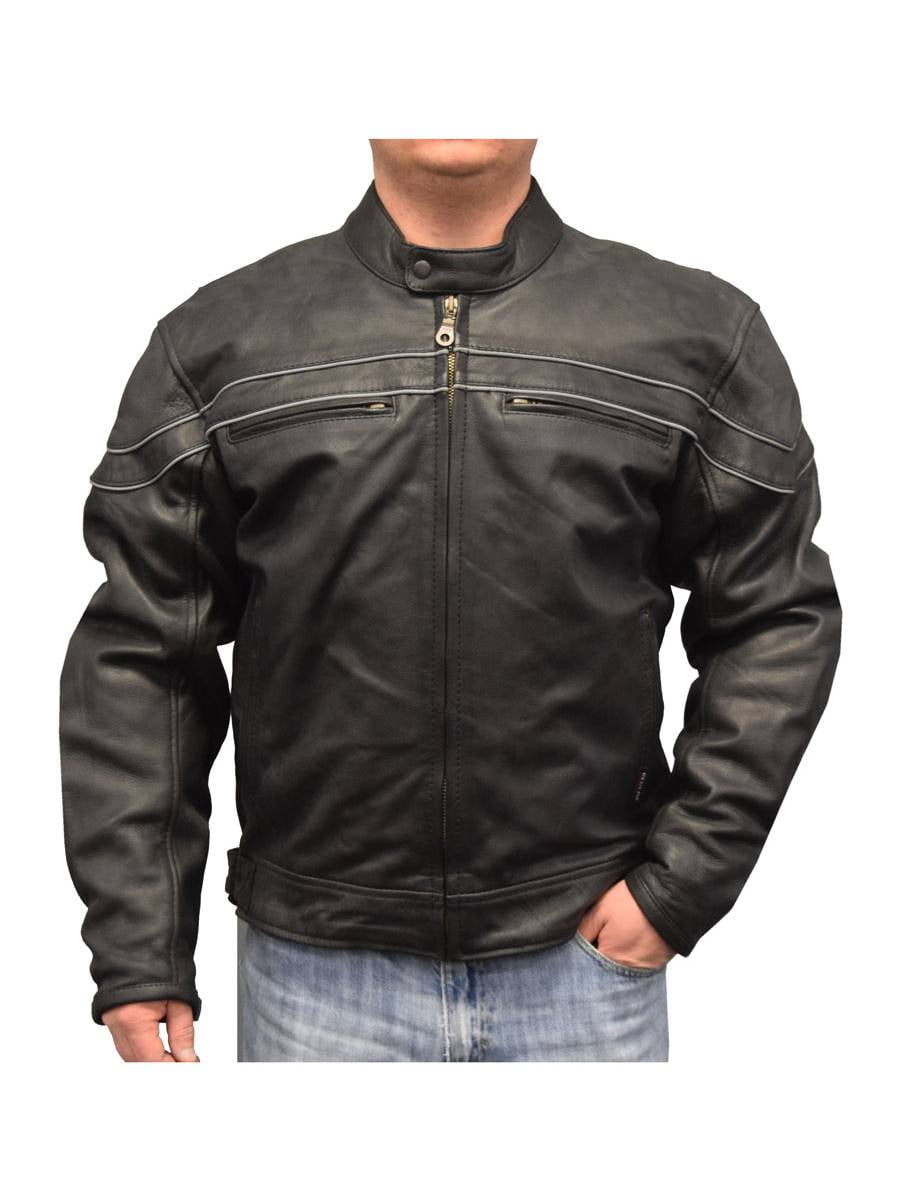Mens Reflective Leather Racing Jacket