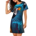 thumbnail image 2 of Naloa Modern Style Blue Parrot Print Women Nightgowns,Womens Loungewear,Short Sleeve Sleepwear,Comfy Ladies Nightdress, 2 of 6