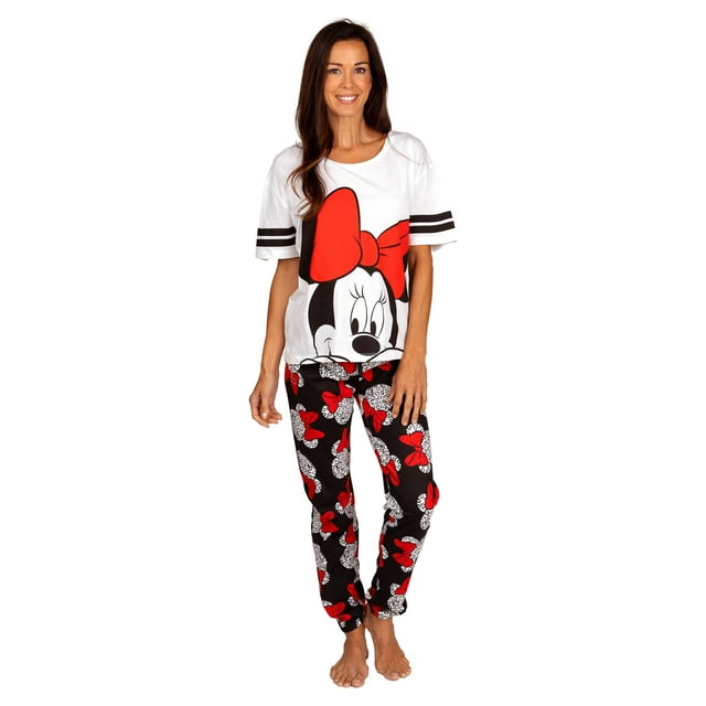 Disney Pyjama pour Femme, T-Shirt à Manches Courtes et Pantalon, Ensemble de Nuit pour Adulte