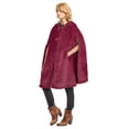 thumbnail image 5 of Catalonia Women's Poncho Cape, Sherpa Fleece Cloak Coat, Snuggly Hooded Wearable Blanket, Gift Idea for Adults and Teen Girls, Wine, 5 of 7