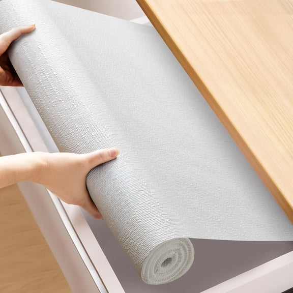 No Slip Shelf Liner for Kitchen Cabinets, Non Adhesive Drawer Liner, Waterproof Cabinet Paper Liner for Dresser, Bathroom Shelves, Protects Surfaces, White, 12" x 10'