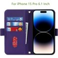 thumbnail image 6 of Crossbody Wallet for iPhone 15 Pro Case with Adjustable Lanyard Strap Credit Card Holder 6.1",PU Leather Handbag Purse Kickstand Make Up Mirror Cover Case for Men Women Girl,Purple, 6 of 14
