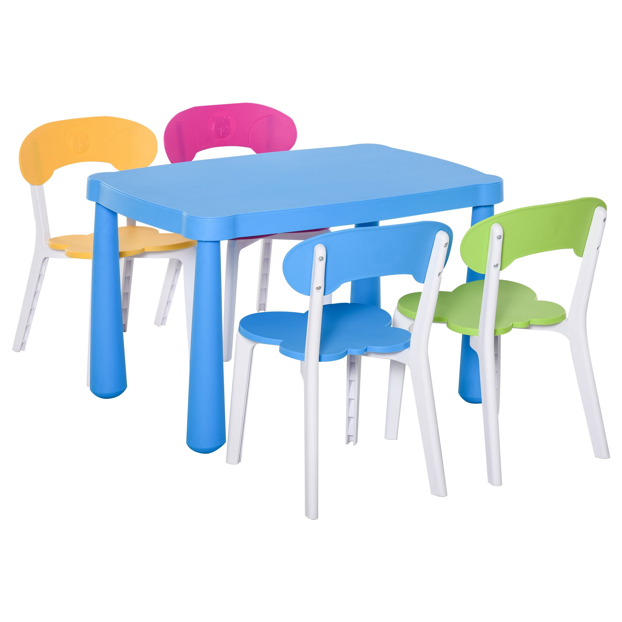 HomCom Kids Plastic Table and Chair Set Children's Activity Desk for ...
