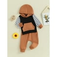 thumbnail image 3 of Bslissey Toddler Baby Boys 2Pcs Outfits Striped Long Sleeve Hooded Hoodie + Elastic Waist Sweatpants 6M 12M 18M 24M 3T Infant Casual Tracksuit Daily Clothes, 3 of 9