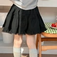 thumbnail image 3 of Wuxain Kids Girls Skirts For Toddler To Teen Lace Trim Ruffle Hem Skirt High Elastic Waist Flared Short Skirts Summer Dress, Black, 11-12 Years, 3 of 8