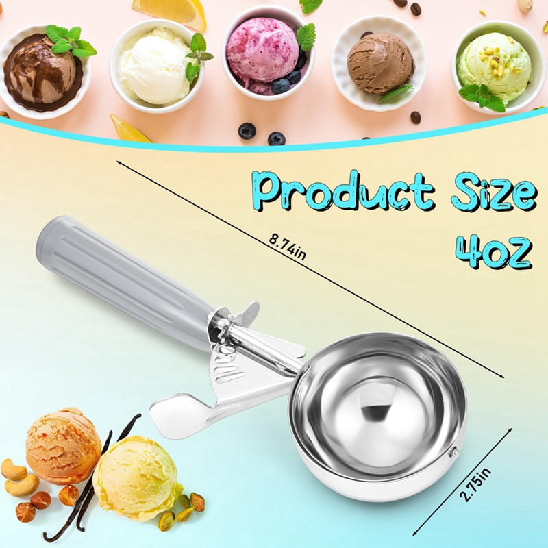 4Pcs 4oz Release Cookie Scoops Ice Cream Scooper with Trigger Release Portion Scoop Stainless Steel for Portion Control
