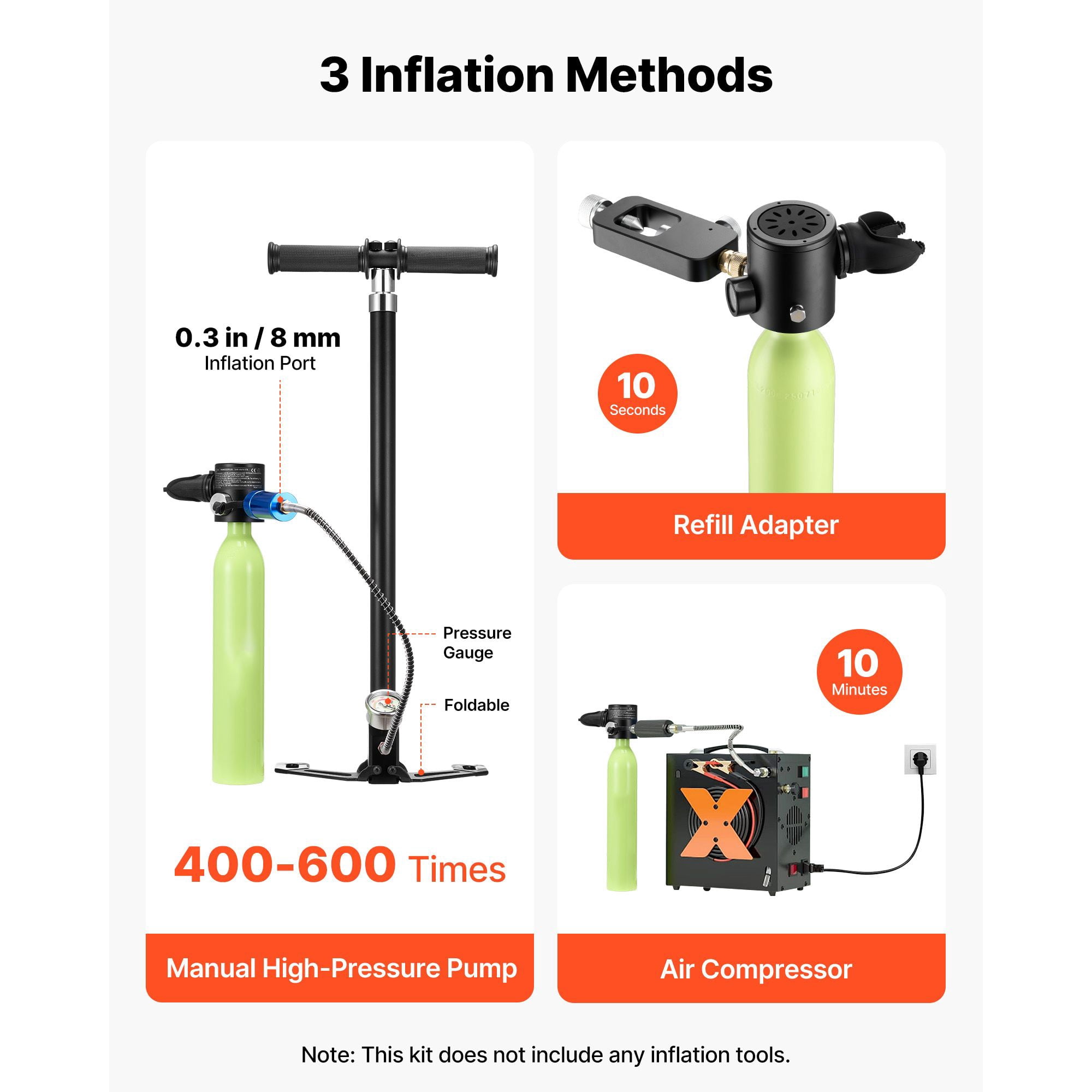 Mini Scuba Tank 0.5L Aviation Aluminum 20MPa with Regulator for 5-10 Min Underwater Breathing Snorkeling Diving