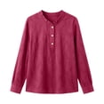 thumbnail image 6 of YuXingFu Petite Tops for Women Crew Neck Pleated Ruffle Detail Long Sleeve for Everyday Loose Fit Tees Tops Hot Pink M, 6 of 6