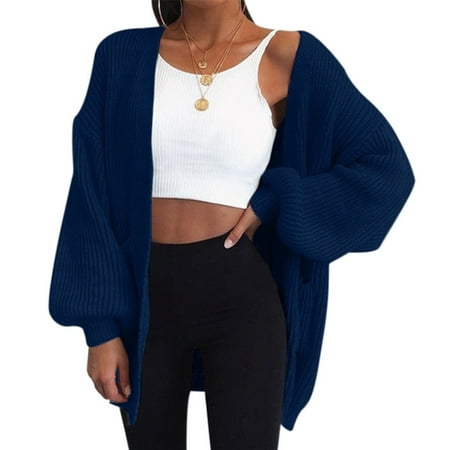 

Cardigans For Women Casual Long Sleeve Breathable Cardigan Blue L