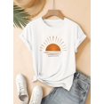 thumbnail image 2 of Women's Retro Line Sun Graphic , Casual Round Neck Short Sleeve T-Shirt For Summer, Vintage Style Sports Top Tee For Adult, Men, Women, Teen, Teenager, Adolescent, Youth, 2 of 5