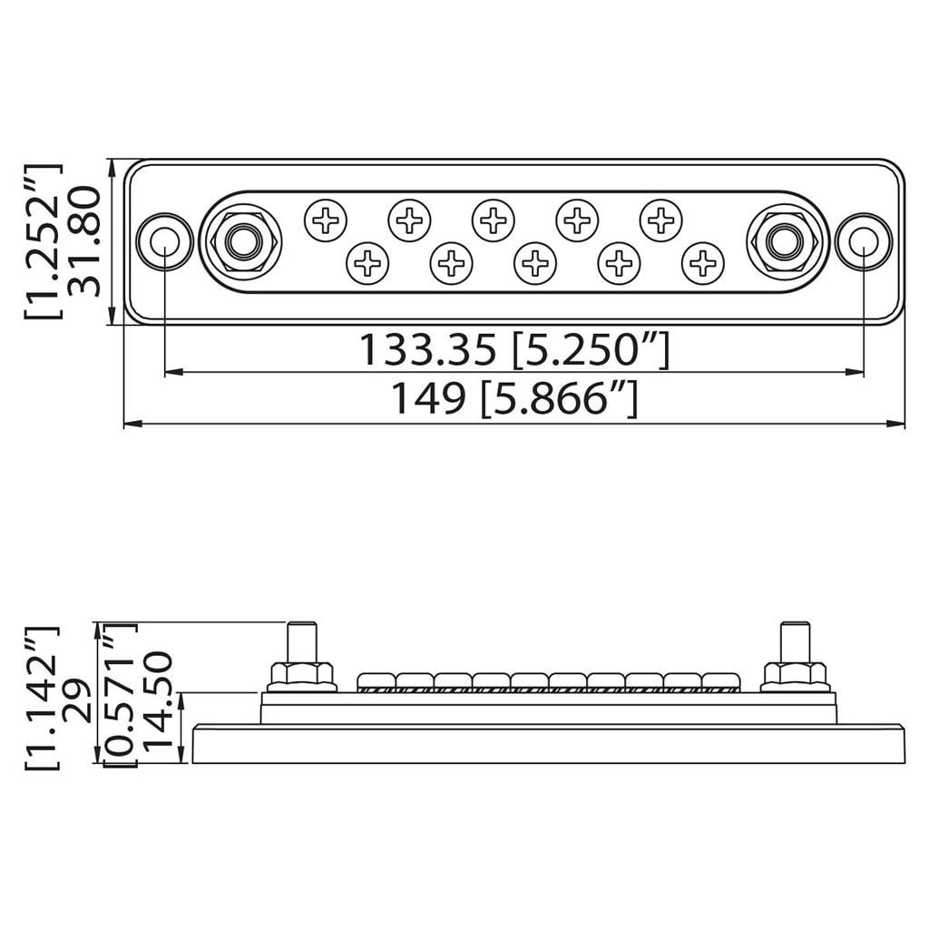 BQBQERT Terminals Power Distribution Block Busbar with Transparent Cover Heavy Duty 10 Way 2 Terminal Bus