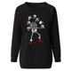 thumbnail image 4 of Top de sudadera con estampado de calavera de Navidad y Halloween para mujer, cuello redondo, suelto Pompotops  FGAJ10999, 4 of 6