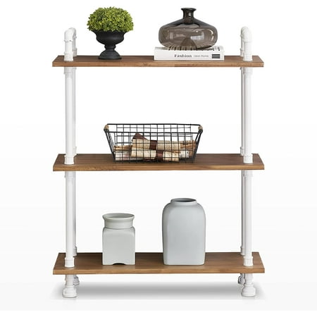 UPC: 8429381035111 | Ivinta Furniture White Bookshelf Small 3-Tier Kids Bookcase for Bedroom Modern Industrial Book Shelf Leaning Bookcases Low Rustic Storage Shelf