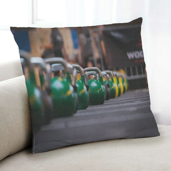 Ahgly Company Sports Weights Indoor Throw Pillow, 18 inch by 18 inch