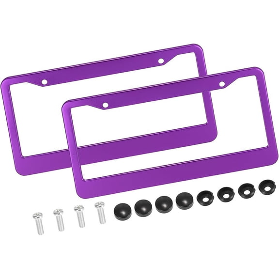 2pcs Purple Anodized Aluminum License Plate Frame Cover Holder Decorate