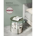 thumbnail image 4 of Small Round Side End Table - Modern Nightstand with Fabric Basket, Forest Green and Cream White, 4 of 8