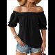 thumbnail image 3 of Tops de Verano para Mujer, Cuello Cuadrado, Elegantes, Informales, con Lunares, Mangas con Volantes, Camisetas Bonitas, Ropa de Moda Negro XL, 3 of 9