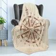 thumbnail image 4 of Compass Soft Flannel Fleece Blanket, Old Compass Rose a Sun Face Lady on It Instrument Distances Between Points Graphic, Cozy Plush for Indoor and Outdoor Use, 60" x 80", Tan Brown, by Ambesonne, 4 of 5